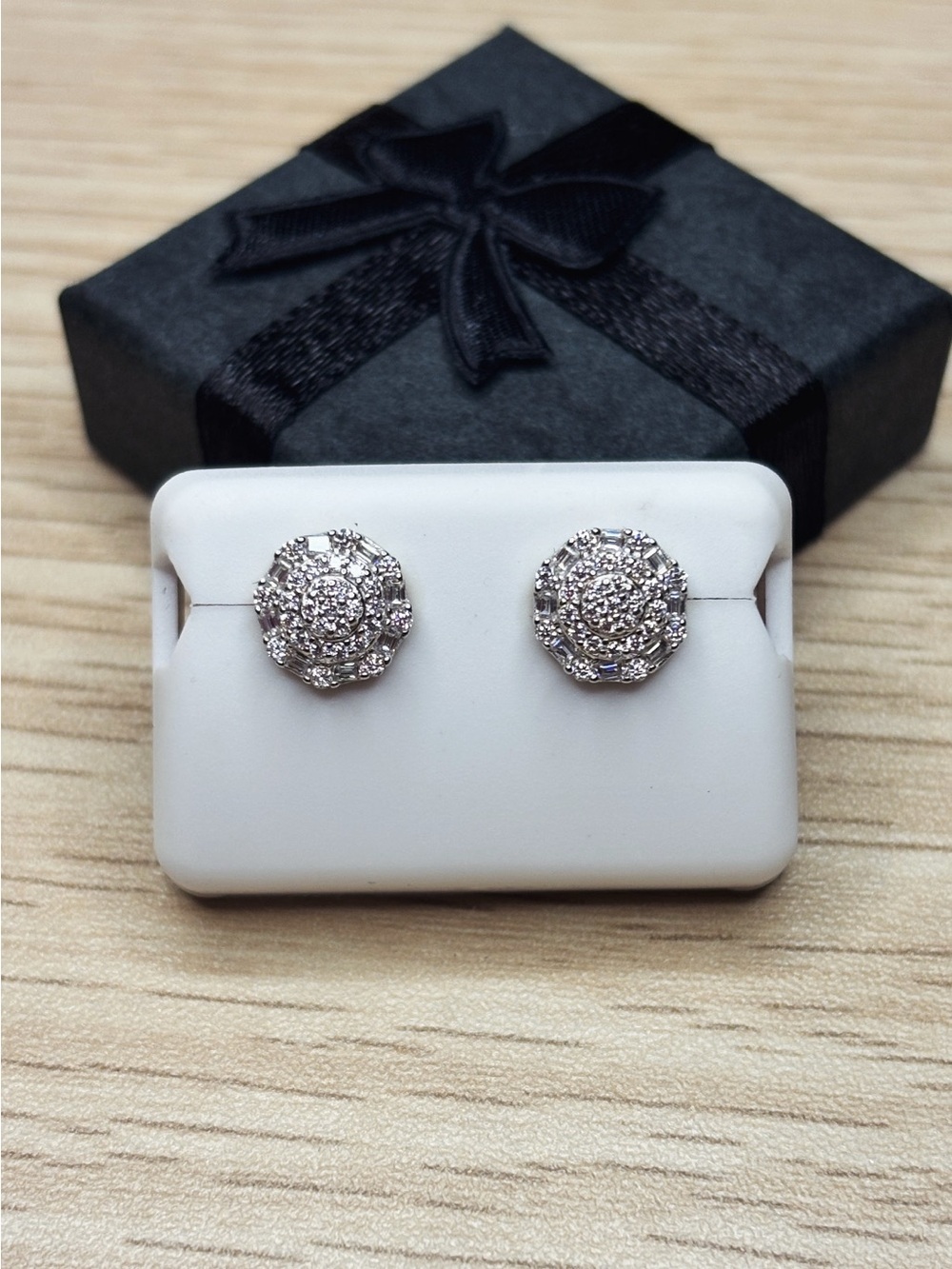.925 Sterling Silver 1.5 CTW VVS Moissanite Small Octagon Stud Earrings - Picture 5 of 6